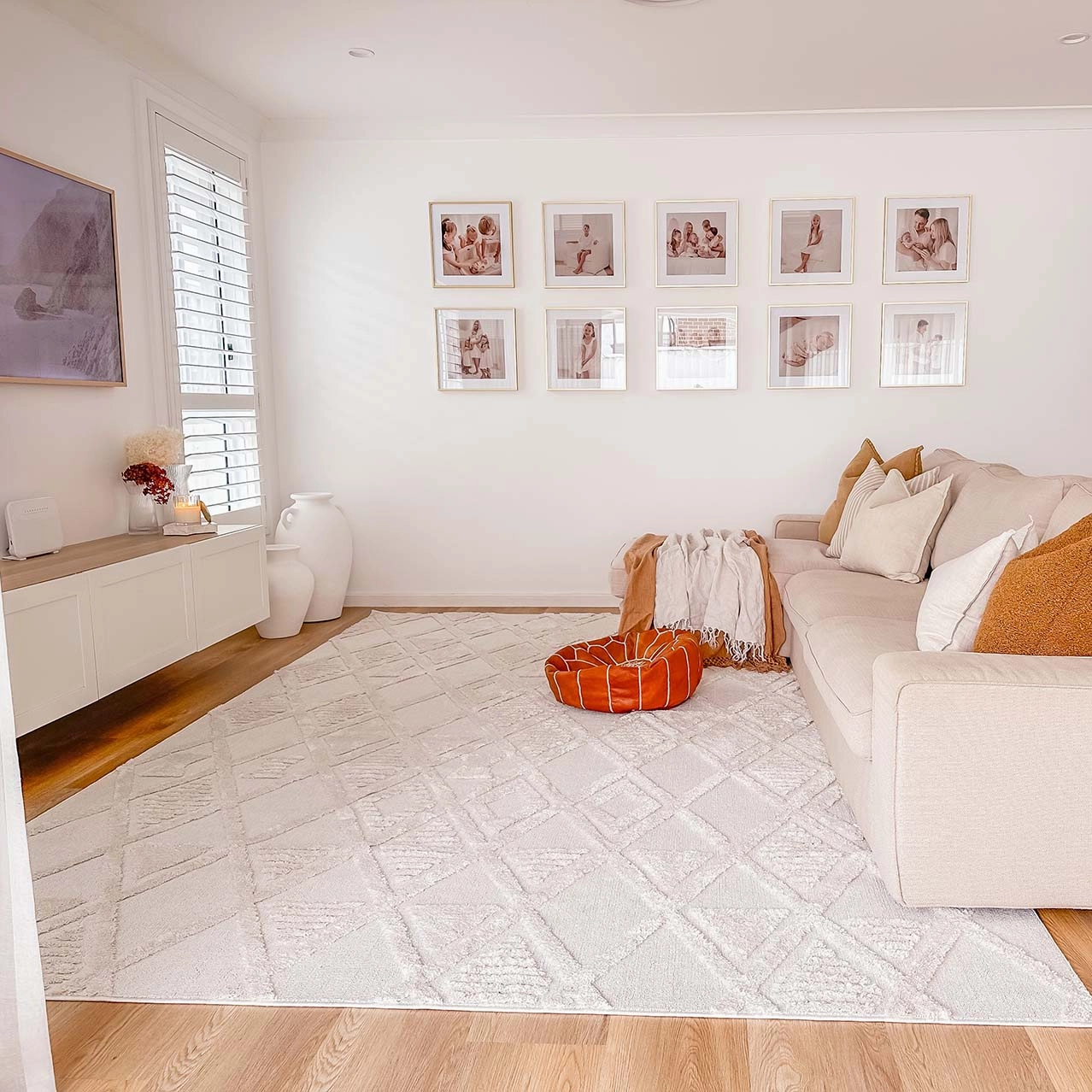 Kira Diamond Detail Textured Rug