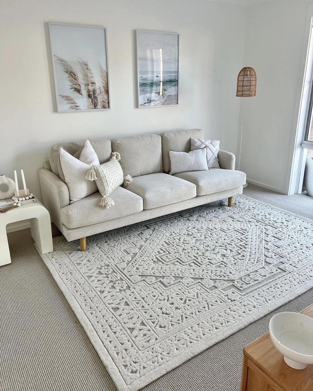 Kirrily Blue Grey and Ivory Textured Tribal Rug *NO RETURNS UNLESS FAULTY