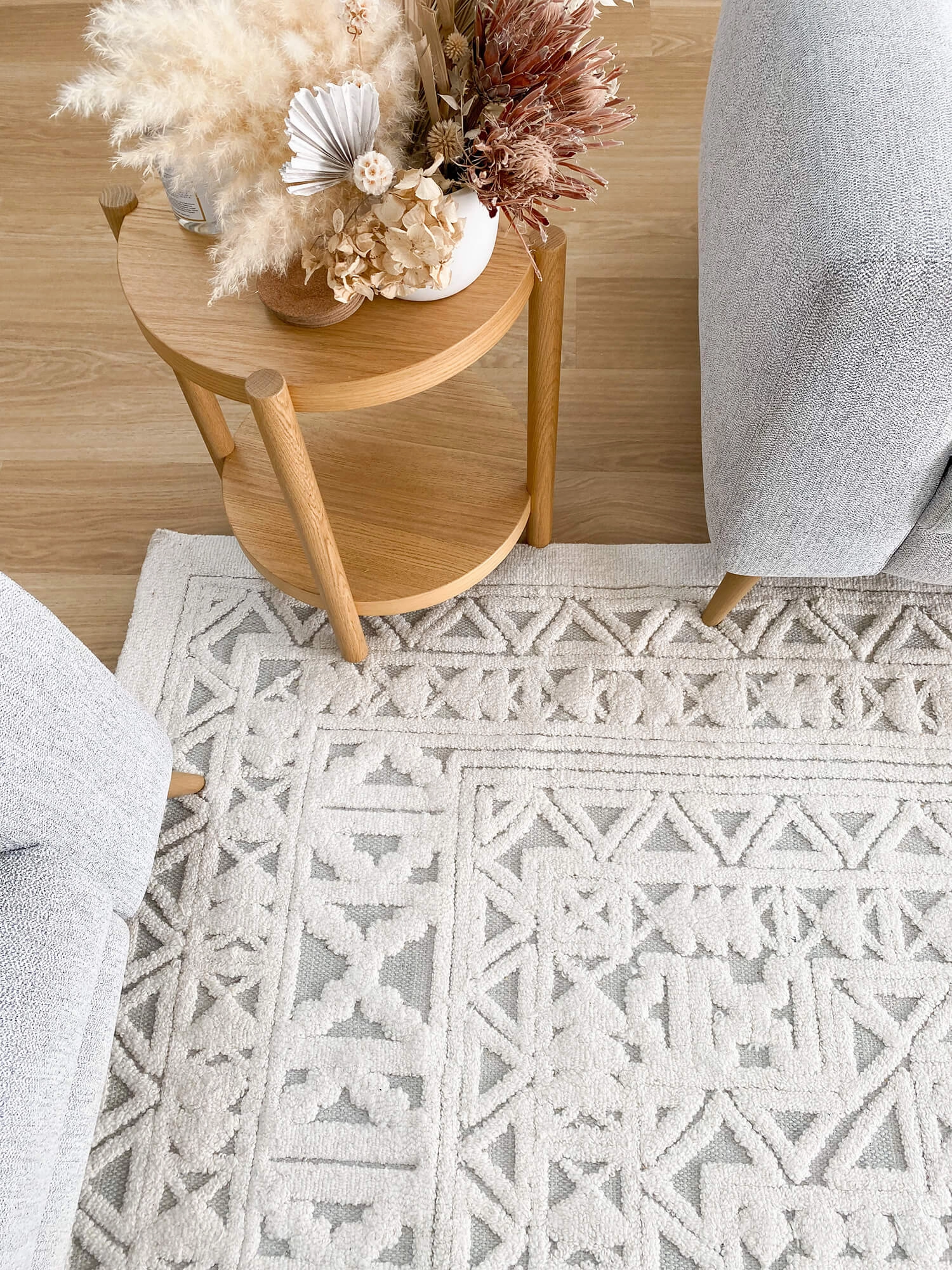 Kirrily Blue Grey and Ivory Textured Tribal Rug *NO RETURNS UNLESS FAULTY