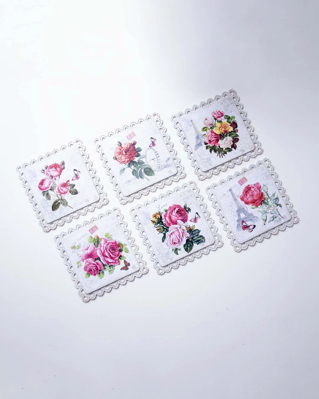 Lace Edge Floral Trivet - Set Of 6