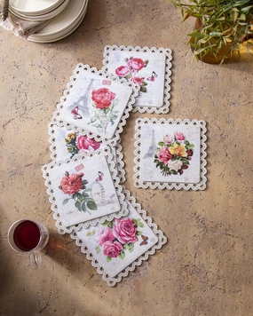 Lace Edge Floral Trivet - Set Of 6modern kitchen decor ,kitchen dinner set ,dinnerware 