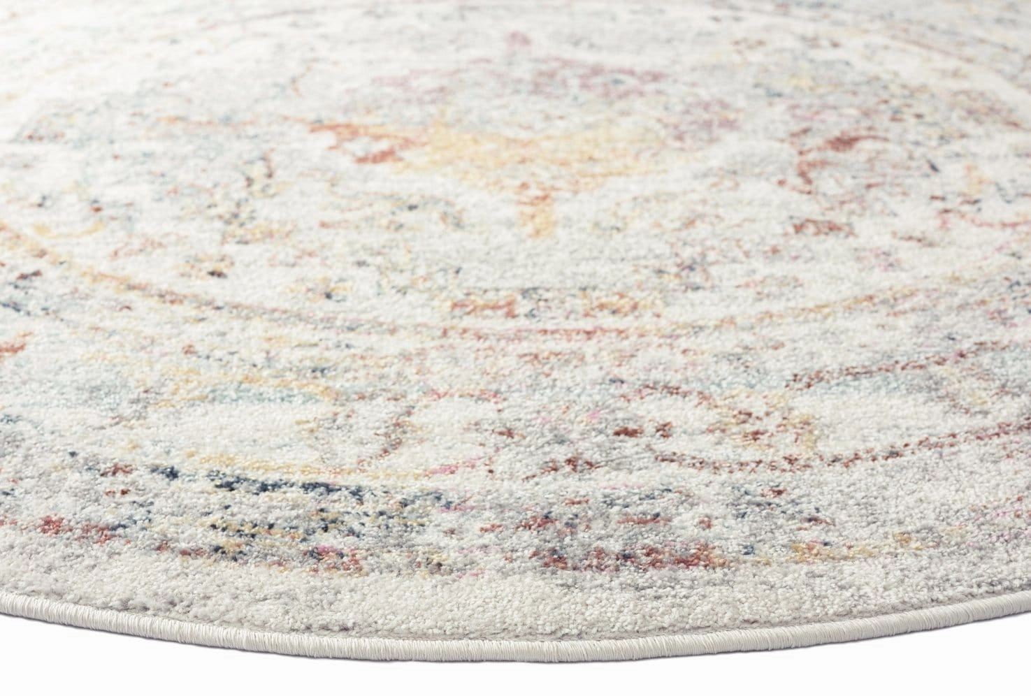 Lara Orange and Purple Multi-Colour Distressed Round Rug *NO RETURNS UNLESS FAULTY