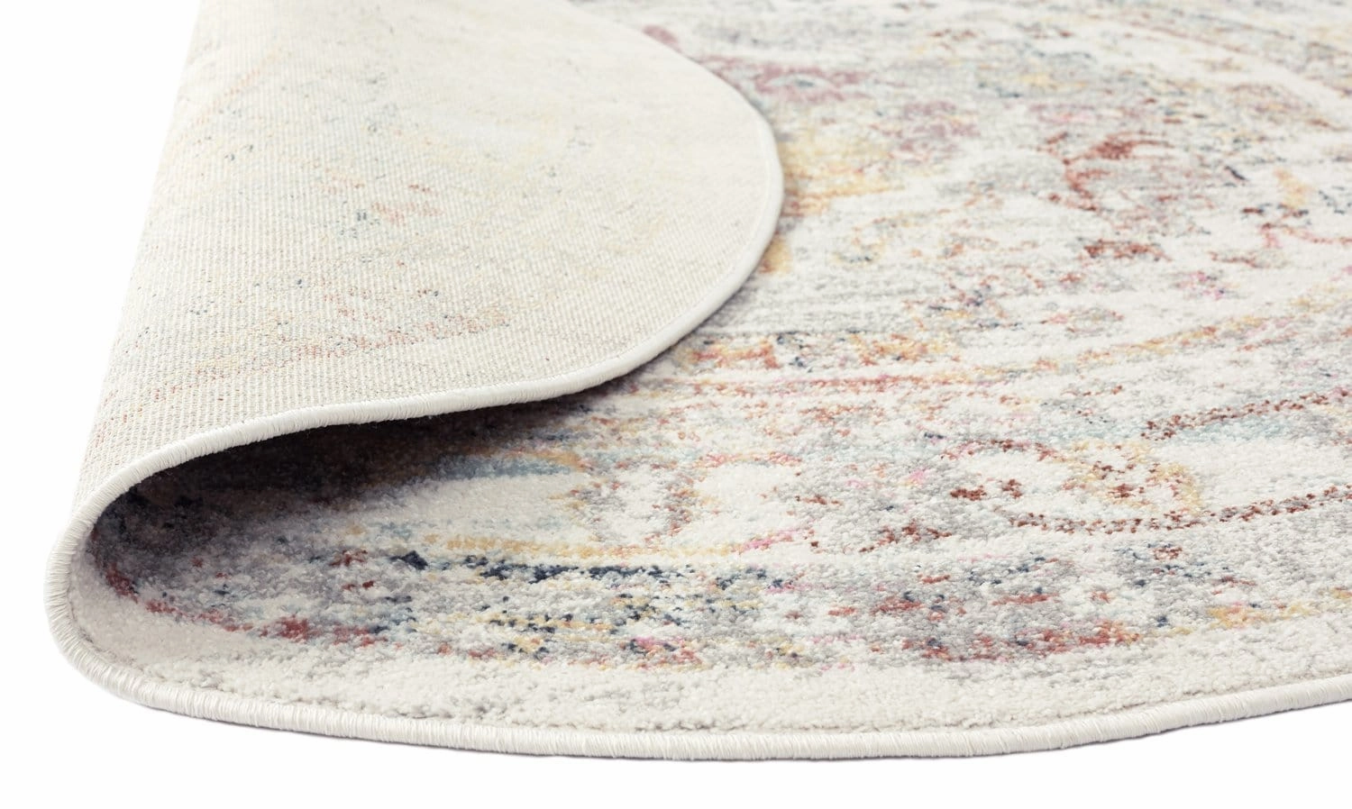 Lara Orange and Purple Multi-Colour Distressed Round Rug *NO RETURNS UNLESS FAULTY