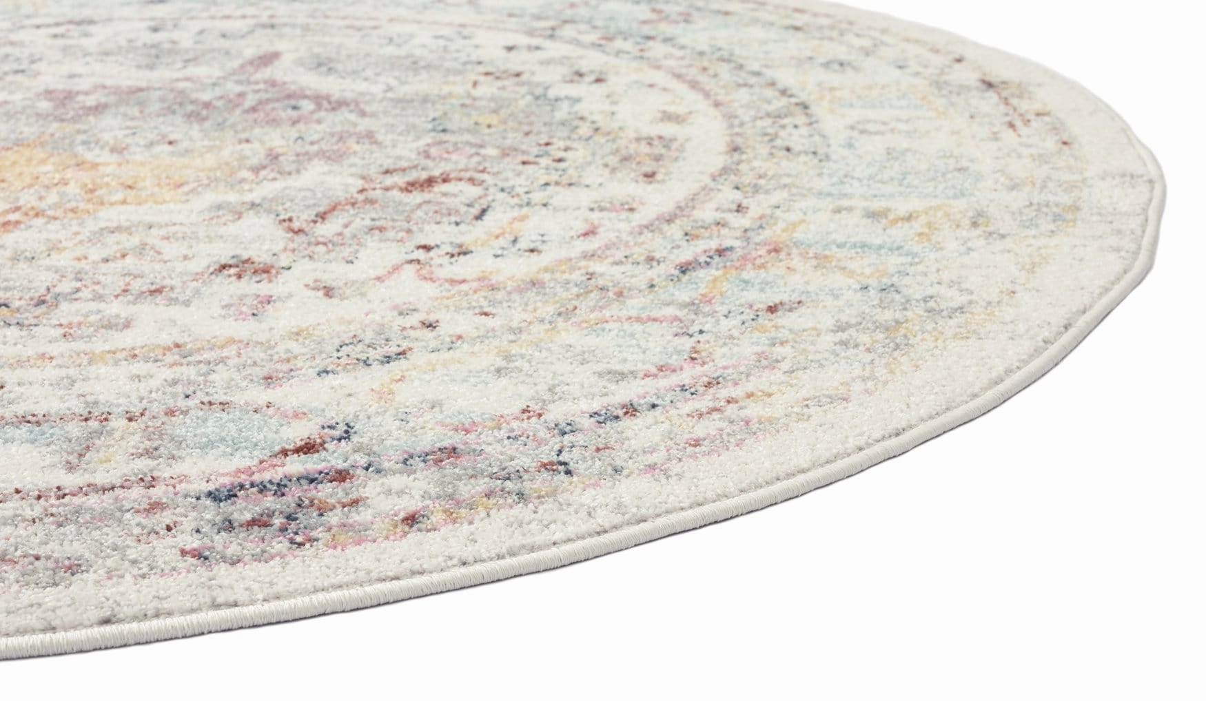 Lara Orange and Purple Multi-Colour Distressed Round Rug *NO RETURNS UNLESS FAULTY