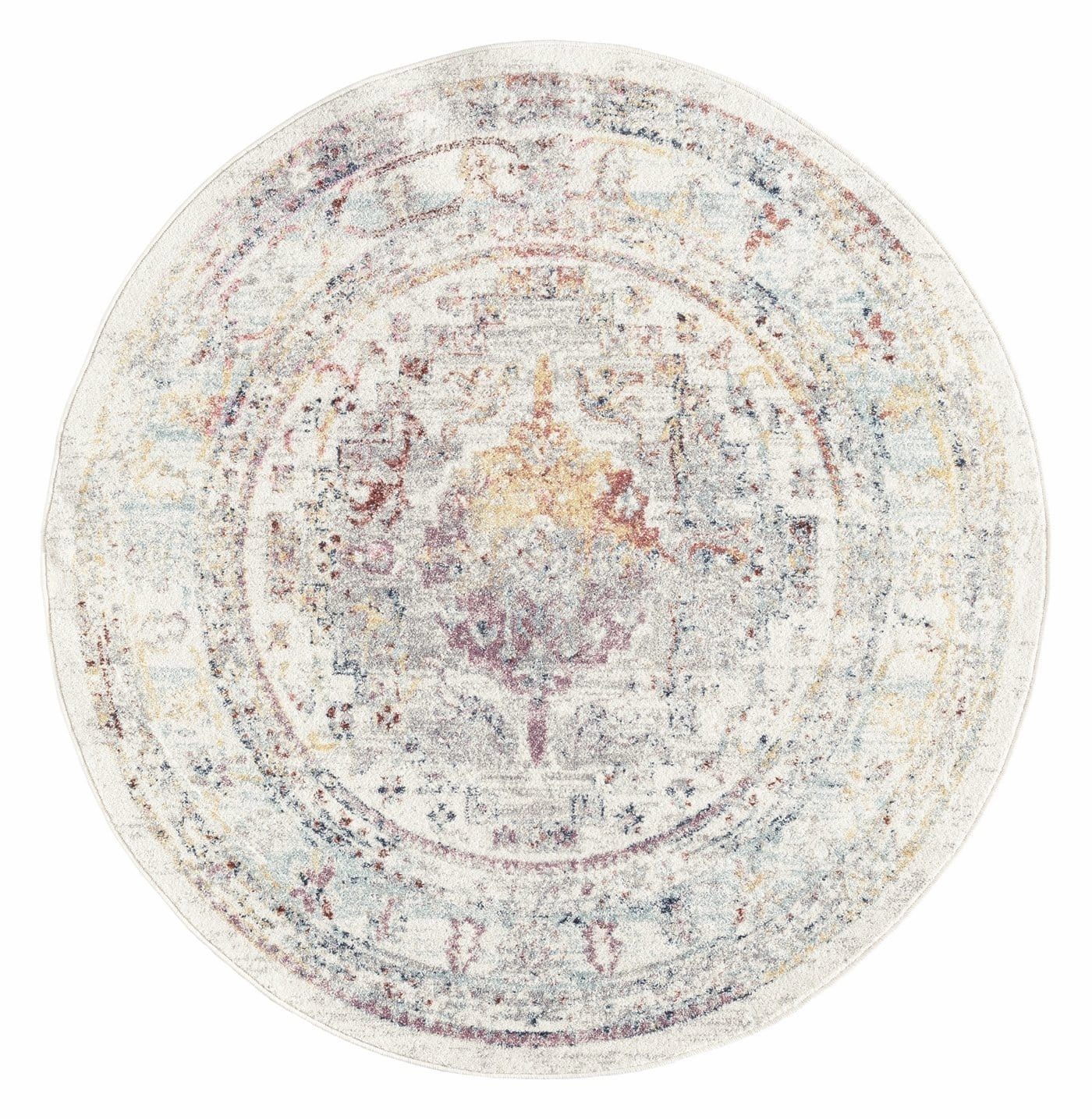 Lara Orange and Purple Multi-Colour Distressed Round Rug *NO RETURNS UNLESS FAULTYmodern color block patchwork rug