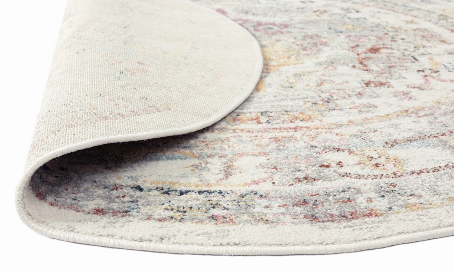 Lara Orange and Purple Multi-Colour Distressed Round Rug *NO RETURNS UNLESS FAULTY