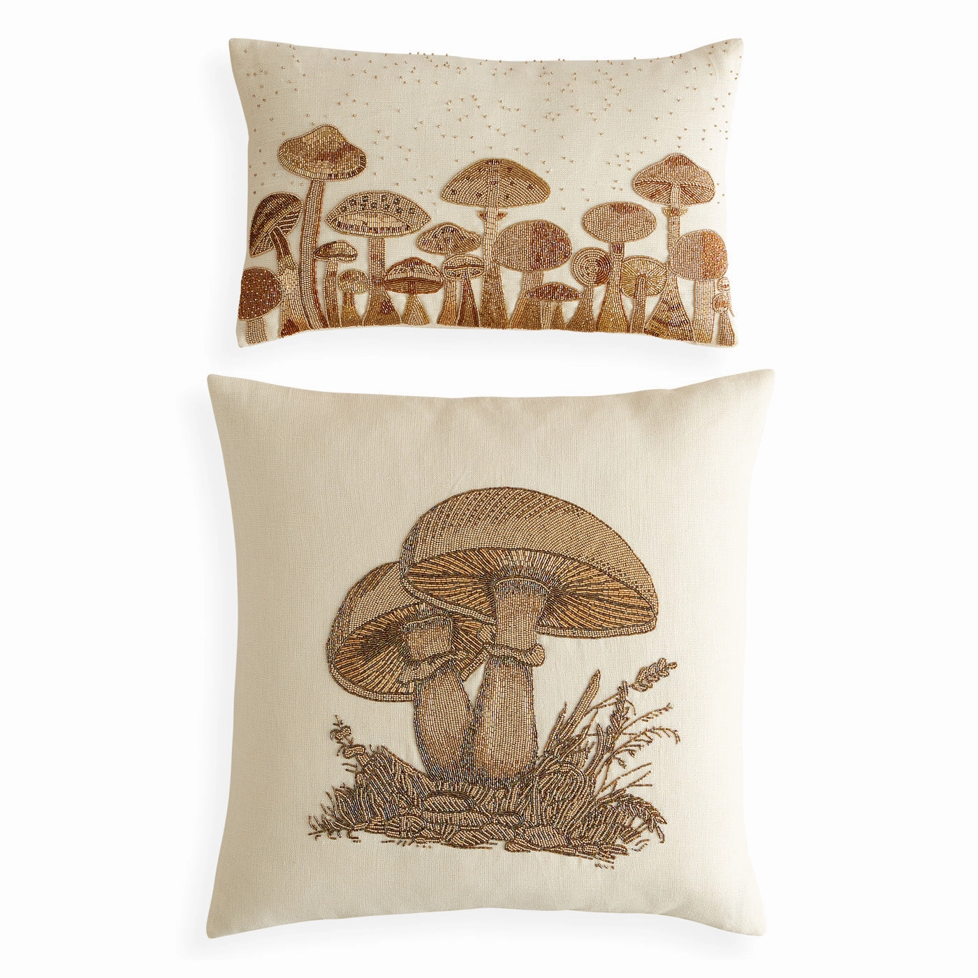 Large Mushrooms Beaded Pillow