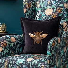 Layla Embroidered Feather Cushion Blackbedding sets ,throw blankets 