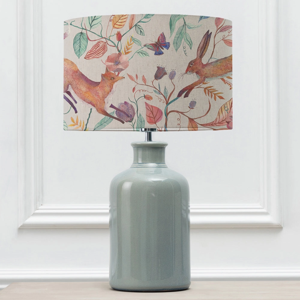 Leaping Into The Fauna Eva & Elspeth Complete Table Lamp Duck/Linenreplacement lampshade,White Linen Drum Lampshade for Table or Floor Lamp