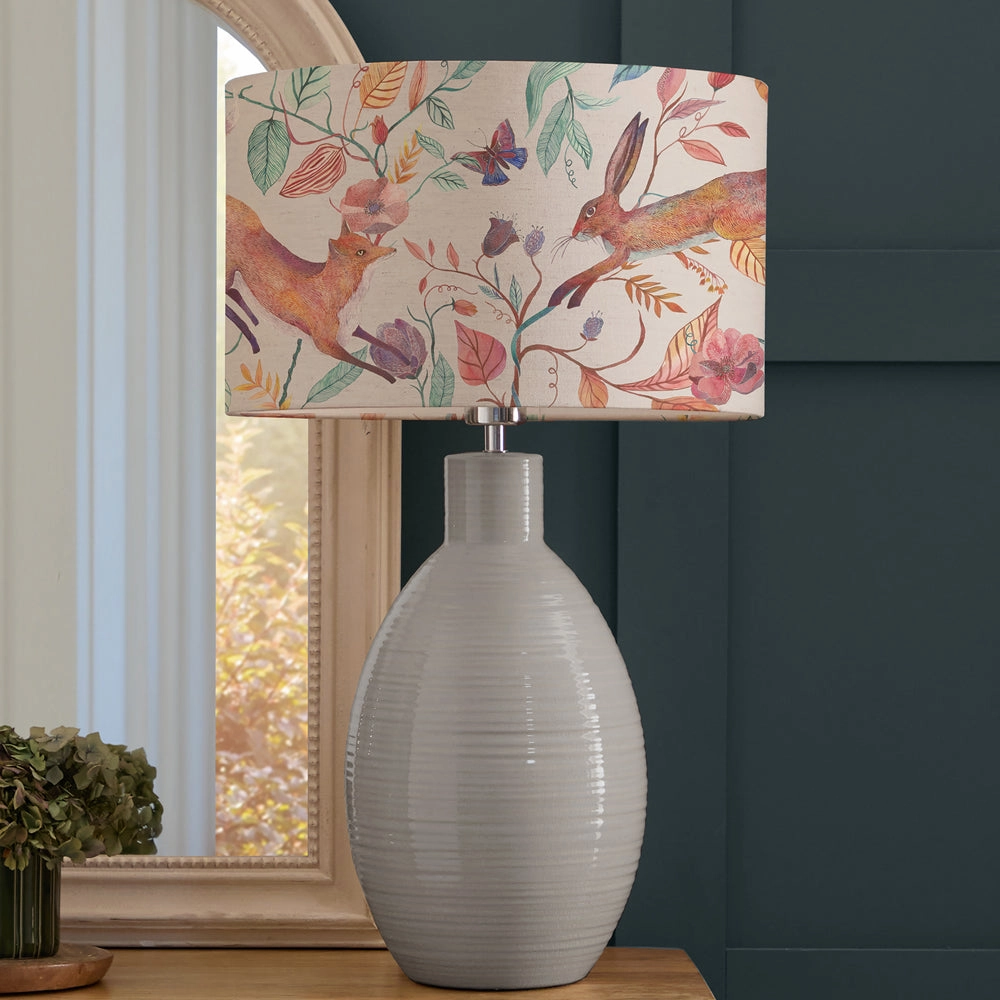 Leaping Into The Fauna Eva & Epona Complete Table Lamp Duck/Linenreplacement lampshade,White Linen Drum Lampshade for Table or Floor Lamp