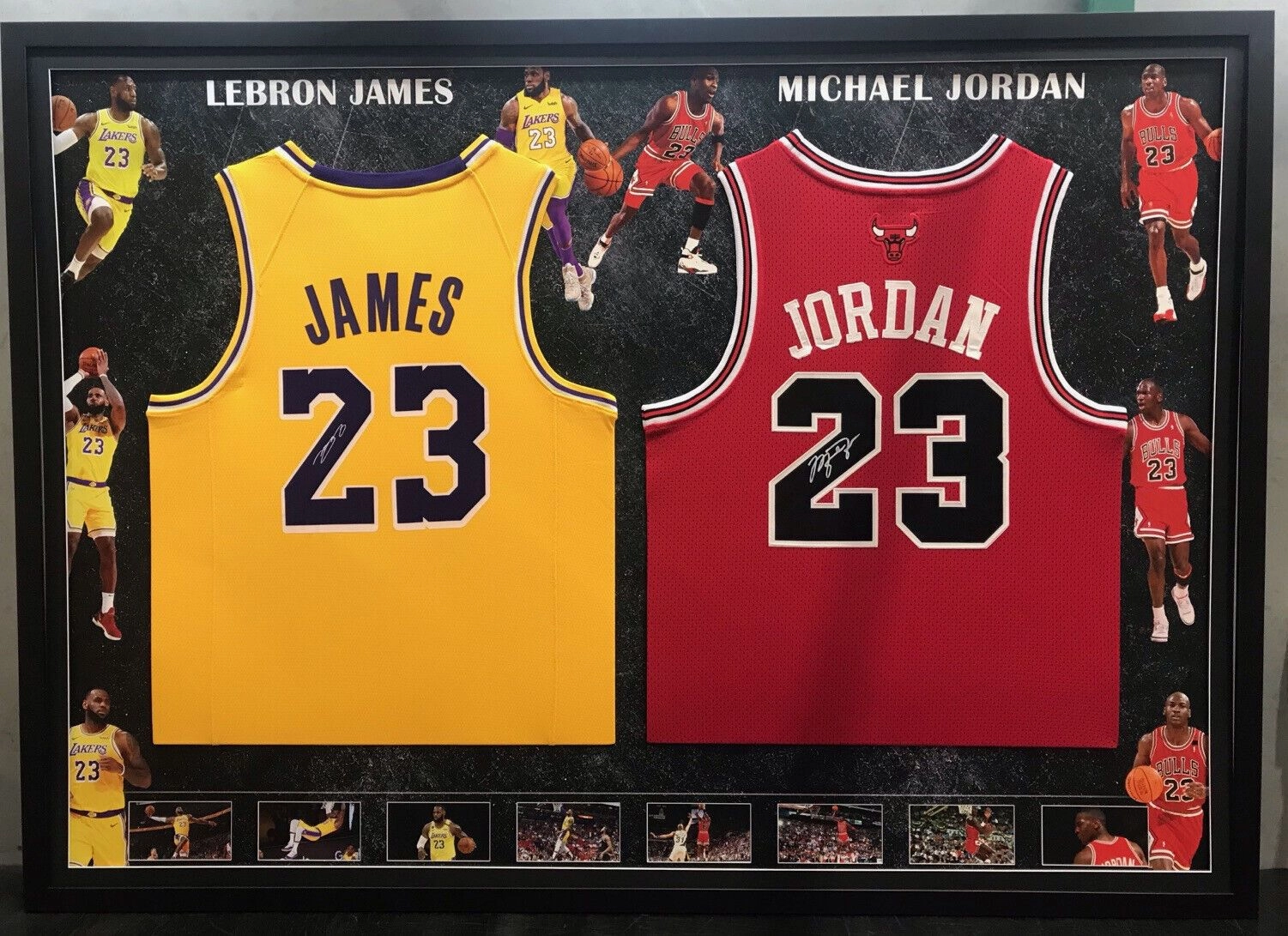 LEBRON JAMES & MICHAEL JORDAN DUAL JERSEY FRAMED BUNDLEhandmade souvenirs