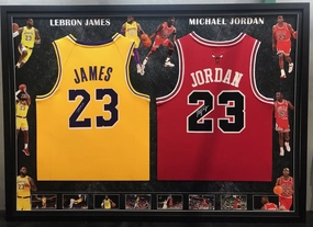 LEBRON JAMES & MICHAEL JORDAN DUAL JERSEY FRAMED BUNDLEhandmade souvenirs