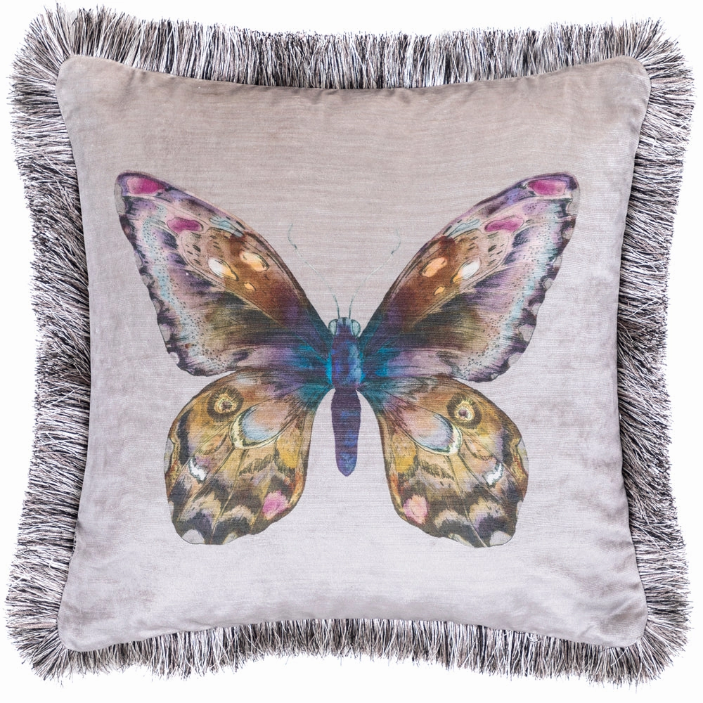 Lenore Printed Feather Cushion Silver