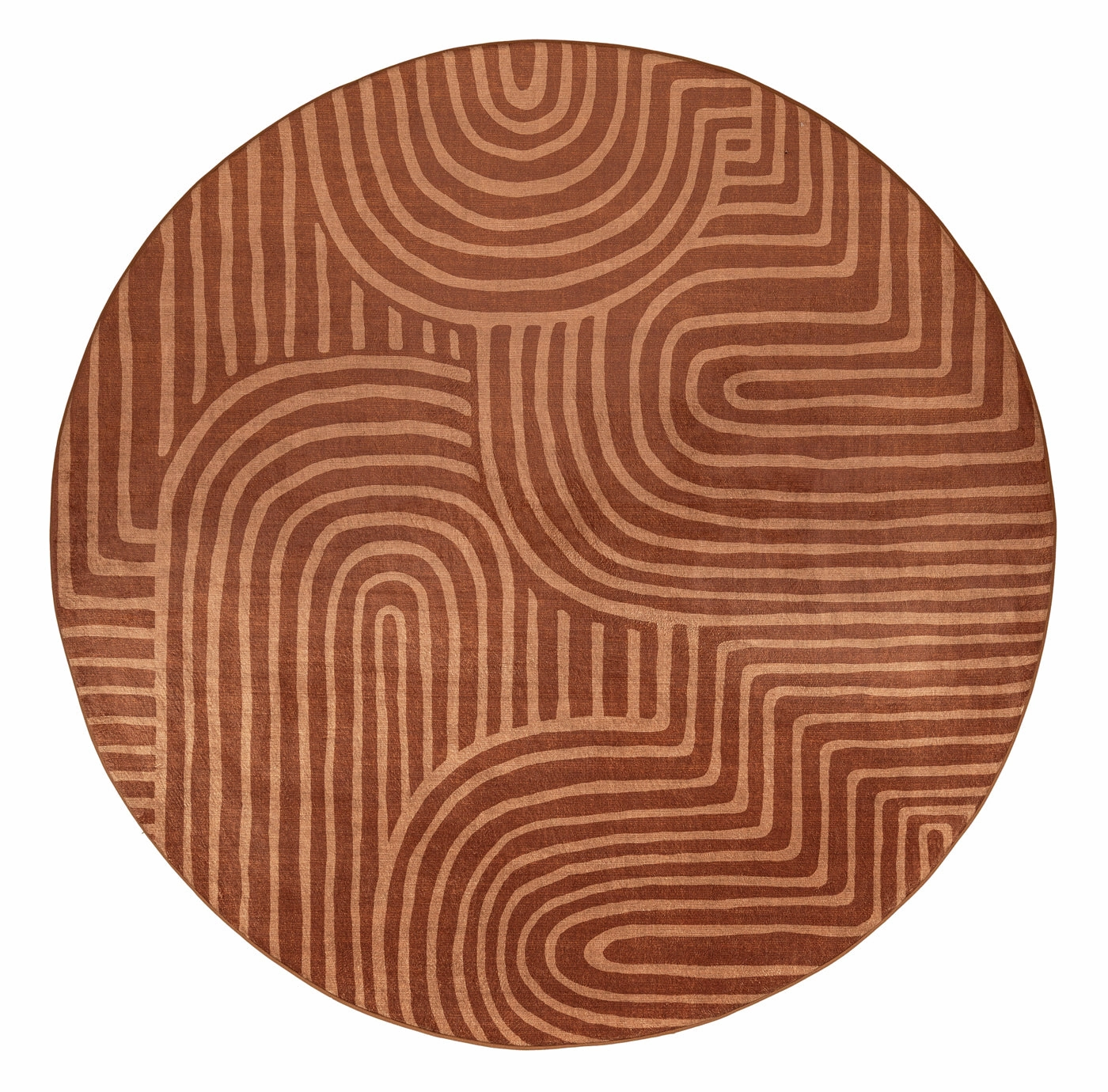 Leta Brown Abstract Rollie Pollie Round Playmatmodern color block patchwork rug
