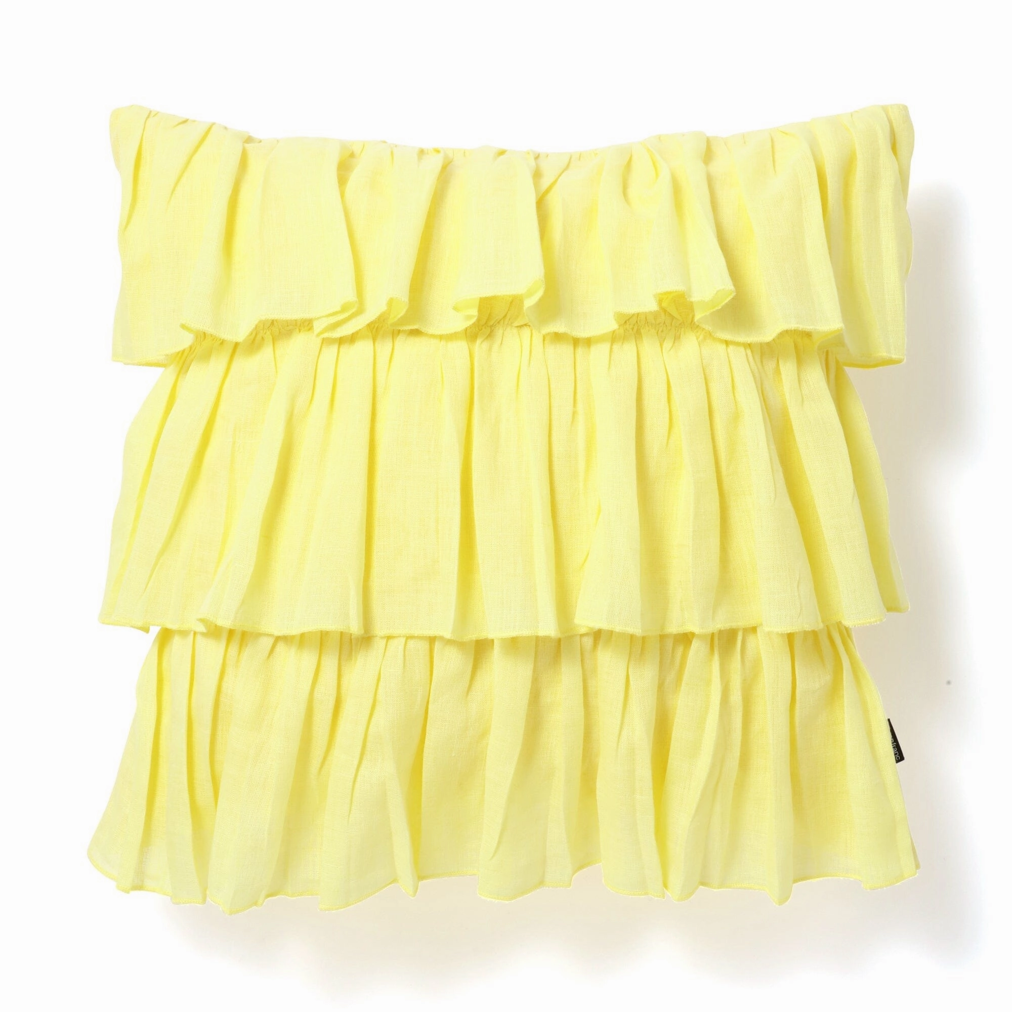 Linen Frill Cushion Cover 450 x 450 Yellowbedding sets ,throw blankets 