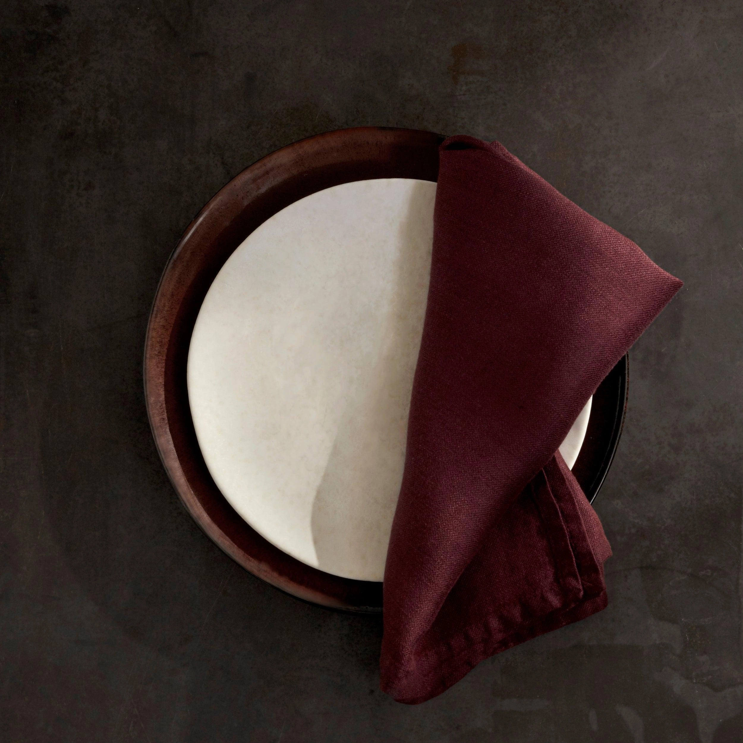 Linen Sateen Napkins - Wine (Set of 4)