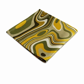 Linen Sateen Waves Napkins - Green   Yellow (Set of 4)nordic style desktop ornaments