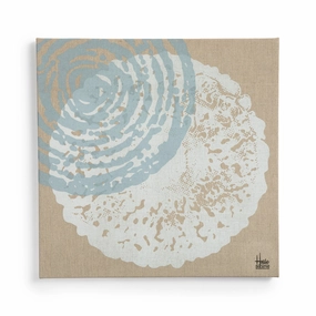 Linen Screen Print in White and Bluenordic minimalist vase