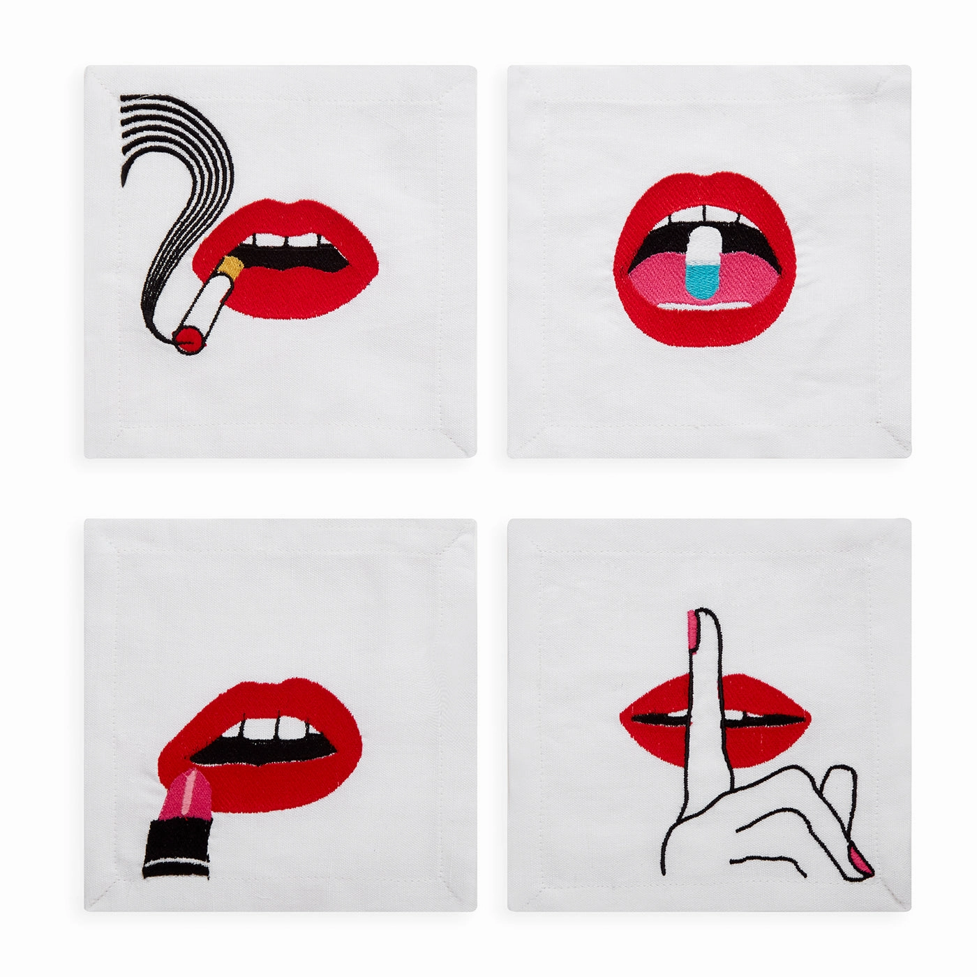 Lips Cocktail Napkinsmodern kitchen decor ,kitchen dinner set ,dinnerware 