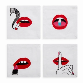 Lips Cocktail Napkinsmodern kitchen decor ,kitchen dinner set ,dinnerware 