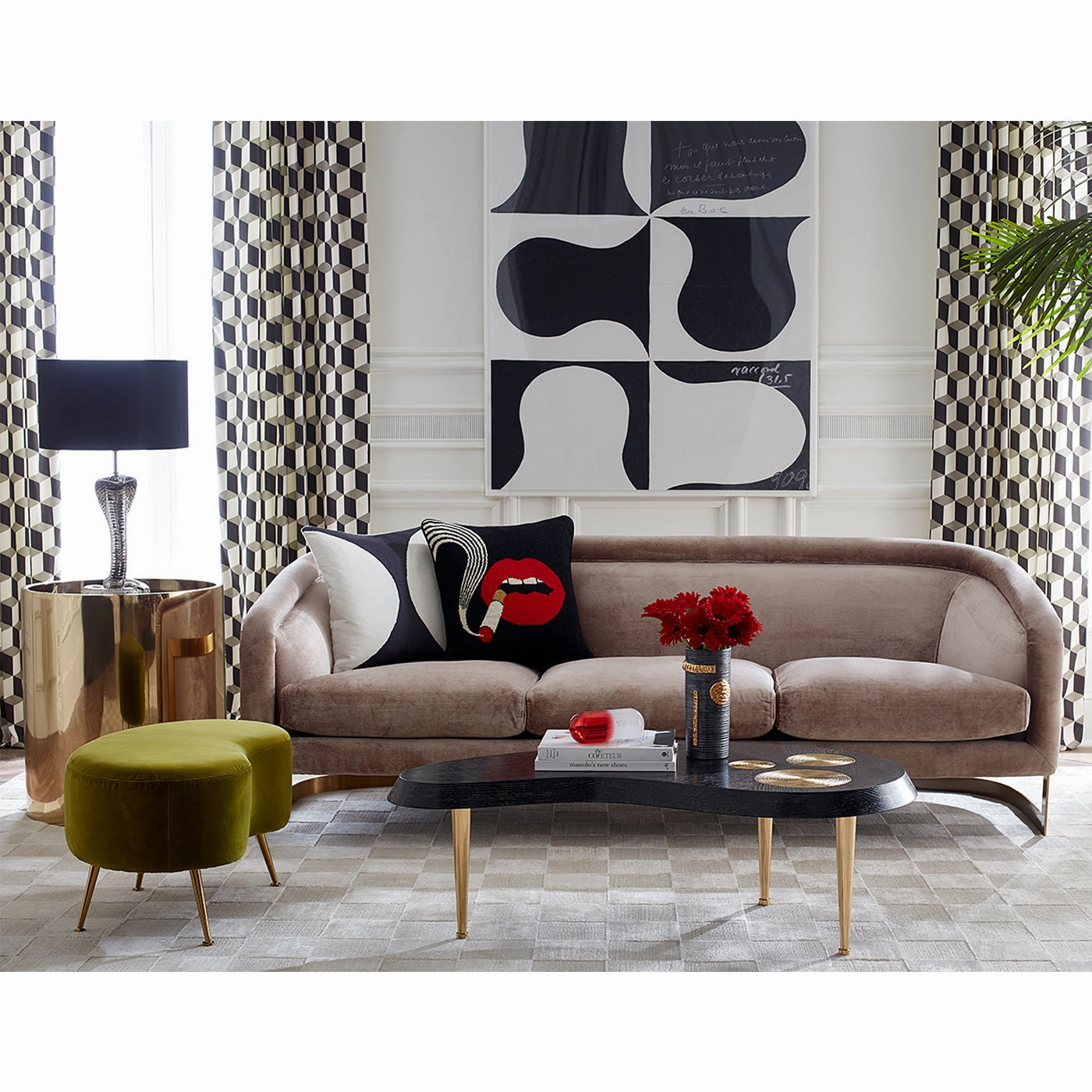 Lips Smolder Needlepoint Throw Pillow