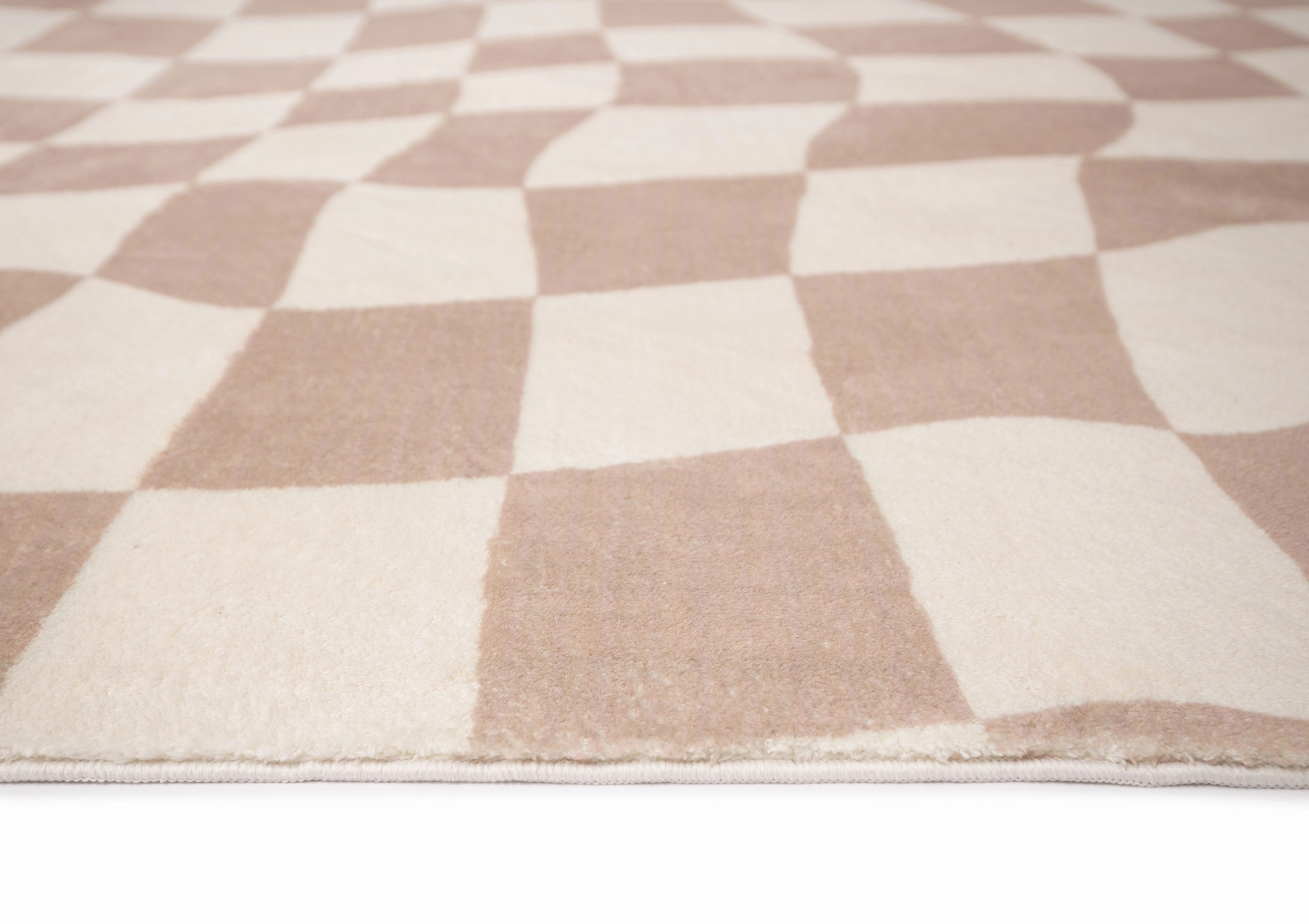 Logan Beige and Ivory Abstract Checkered Washable Rug