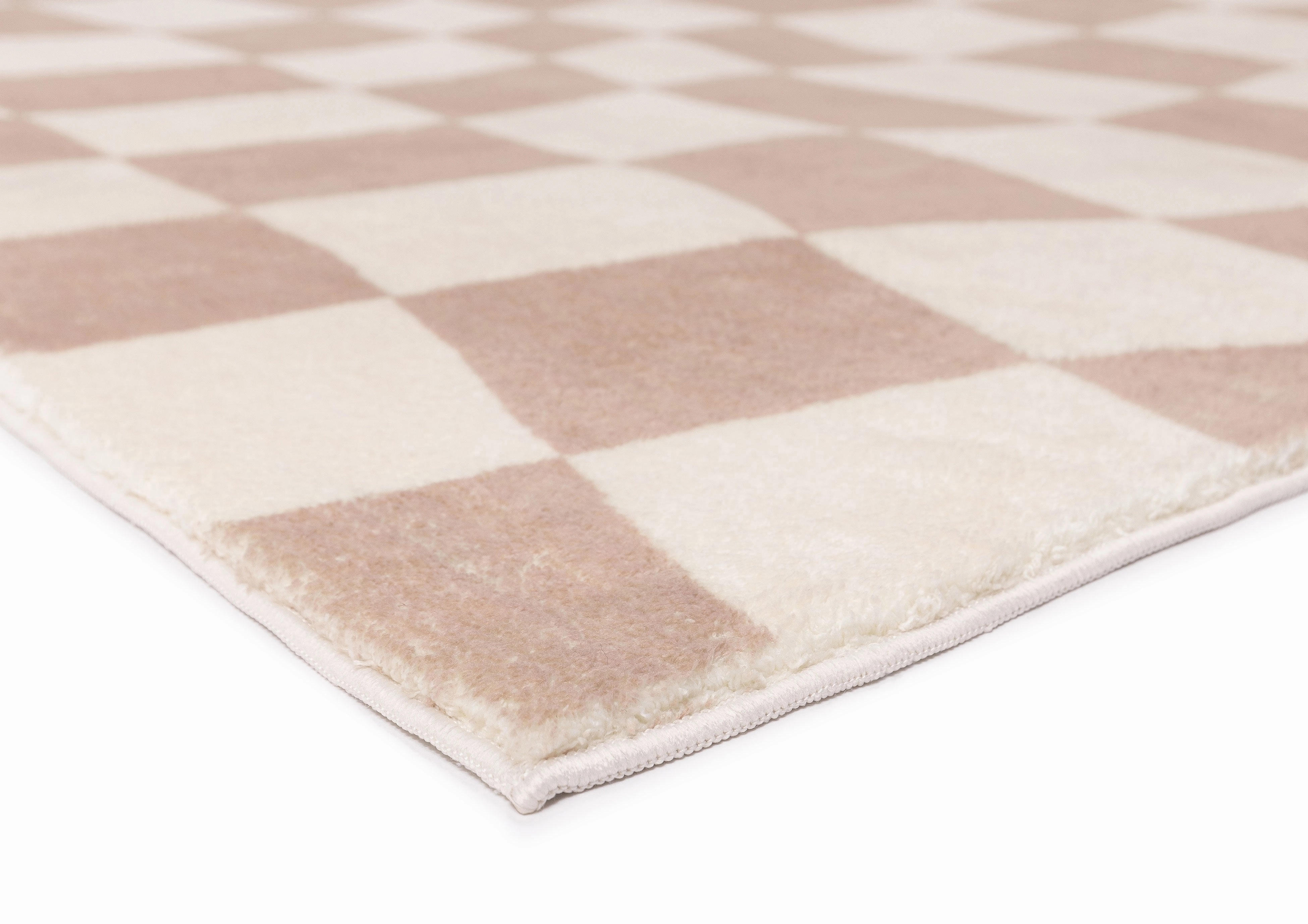 Logan Beige and Ivory Abstract Checkered Washable Rug