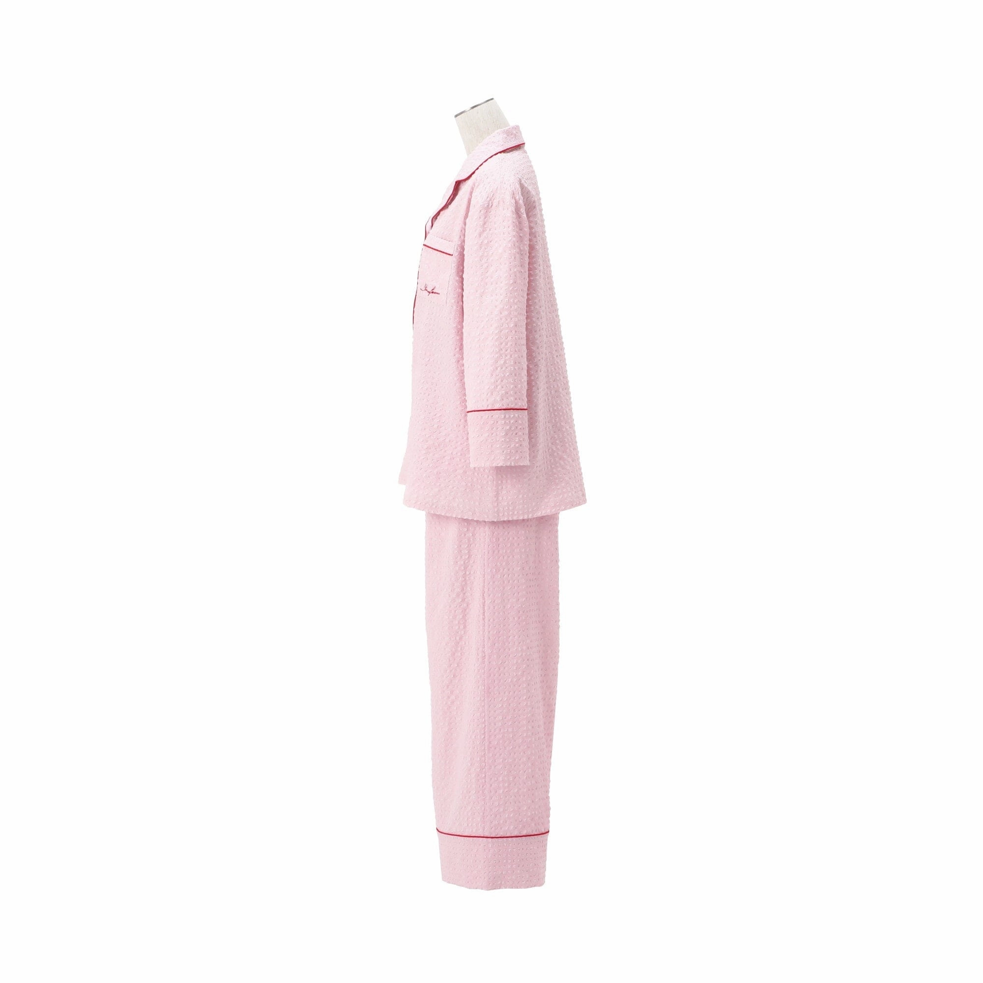 Logo Check Jacquard Pajamas With Embroidery Pink