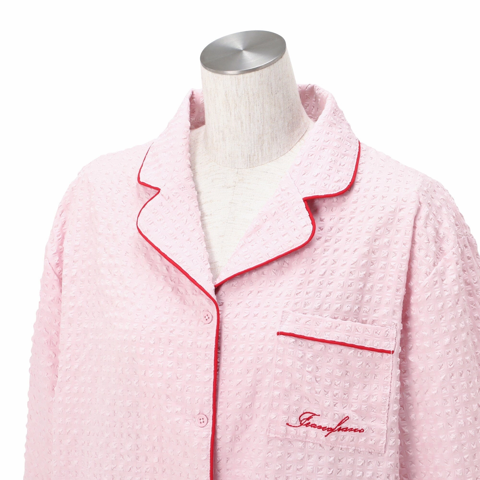 Logo Check Jacquard Pajamas With Embroidery Pink