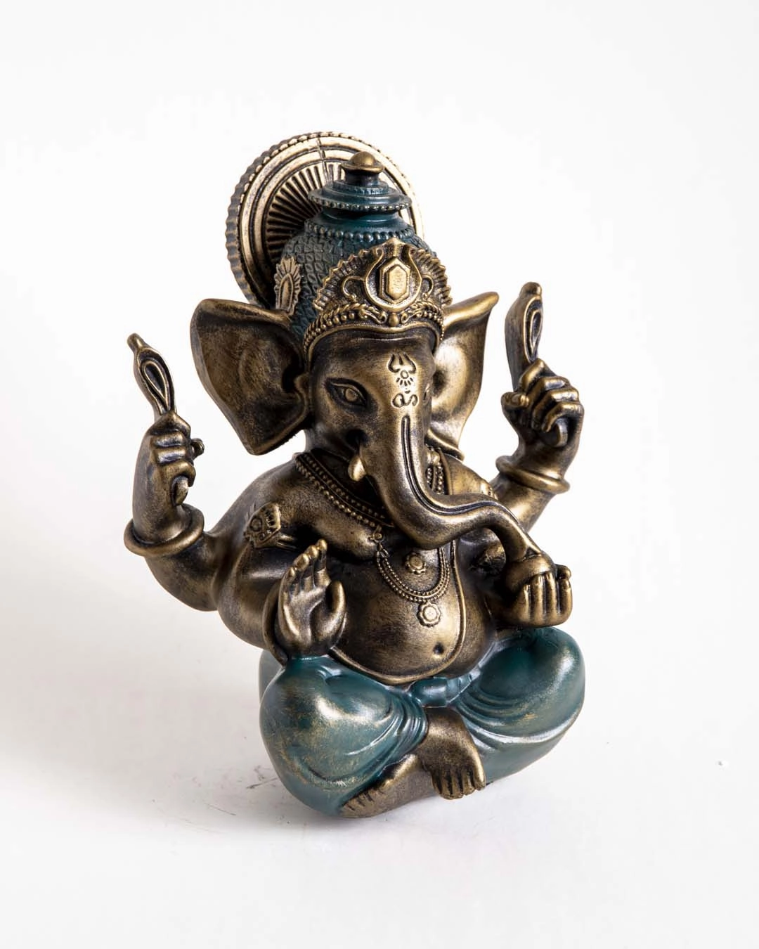 Lord Ganesha Sitting Statue - Black & Green