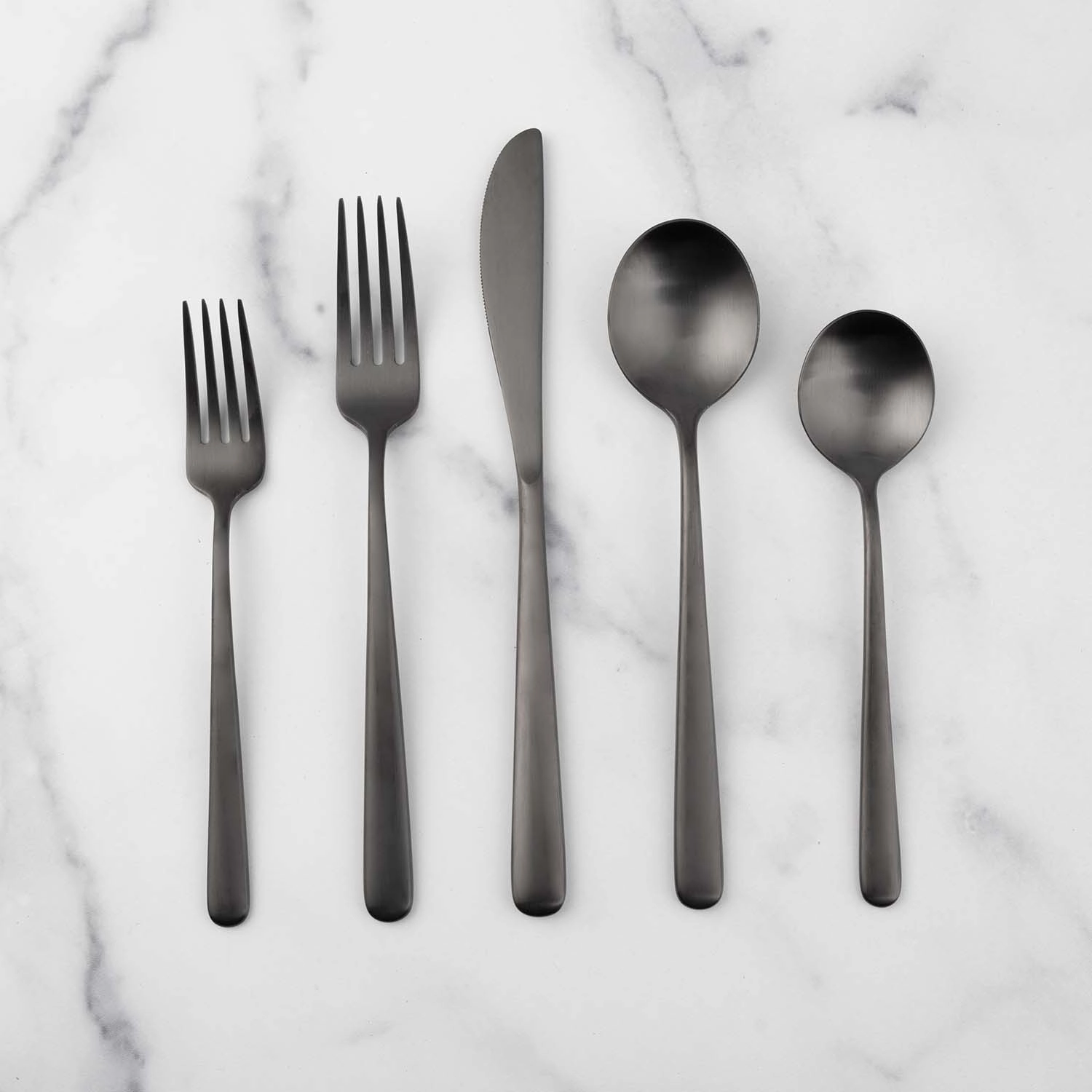 Lorenn Black Satin 20 Piece Flatware Seteco-friendly bamboo fiber tableware set 