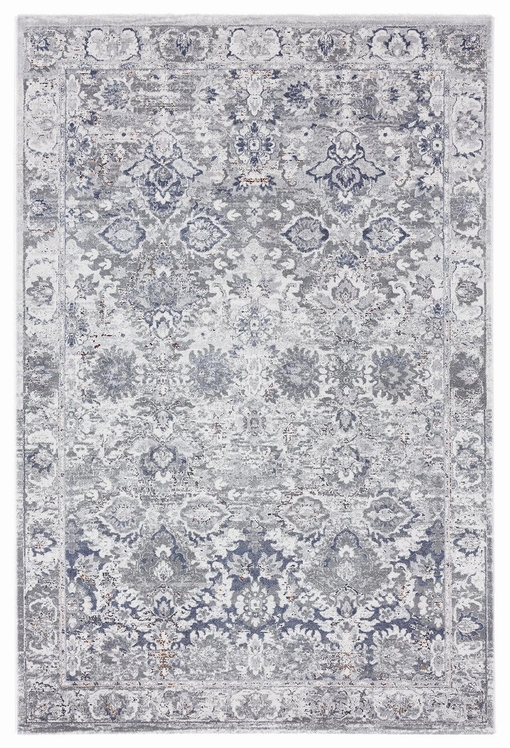 Lorna Grey Blue and Ivory Transitional Distressed Motif Rug *NO RETURNS UNLESS FAULTYmodern color block patchwork rug