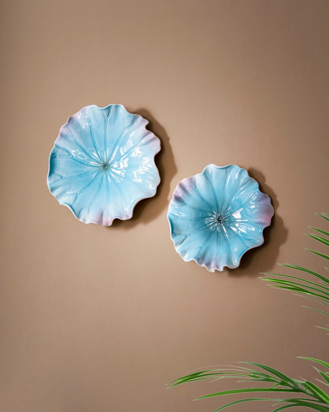 Lotus Leaf Decorative Wall Accent - Blue- Set Of 2nordic style wall decor