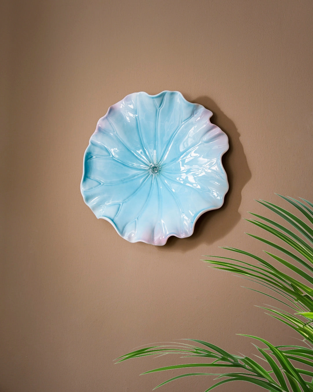 Lotus Leaf Decorative Wall Accent - Blue- Set Of 2