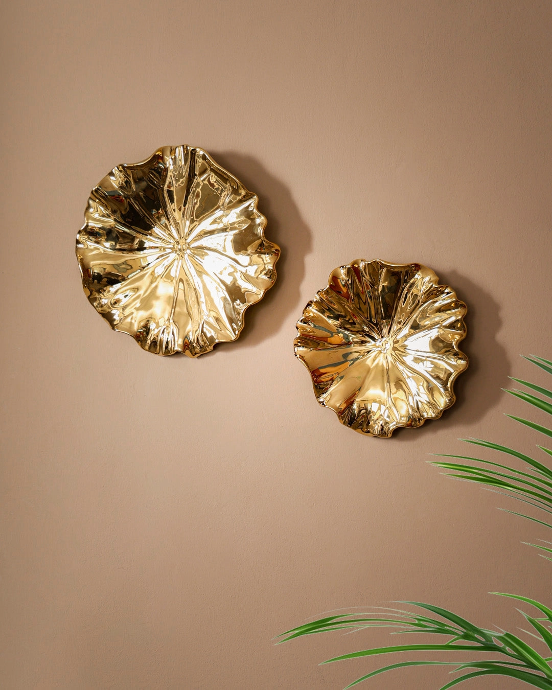 Lotus Leaf Decorative Wall Accent - Golden - Set Of 2home decor ,wall decor 