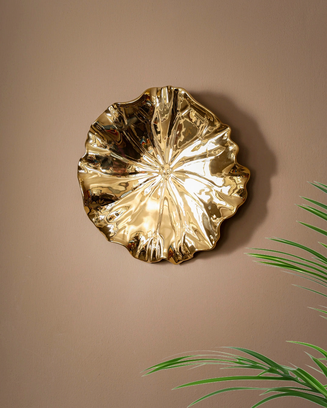 Lotus Leaf Decorative Wall Accent - Golden - Set Of 2