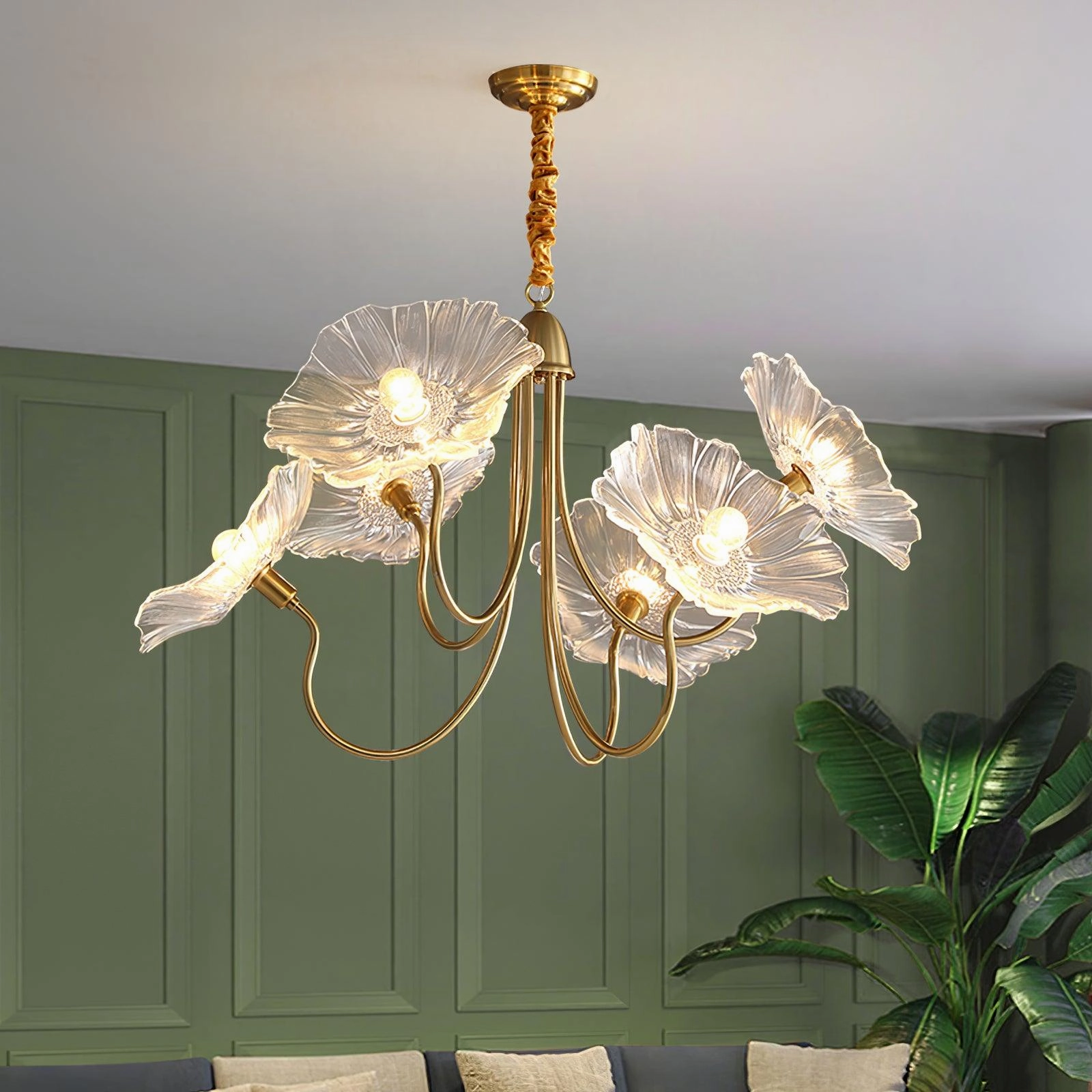 Lotus Leaf Glass Chandelier