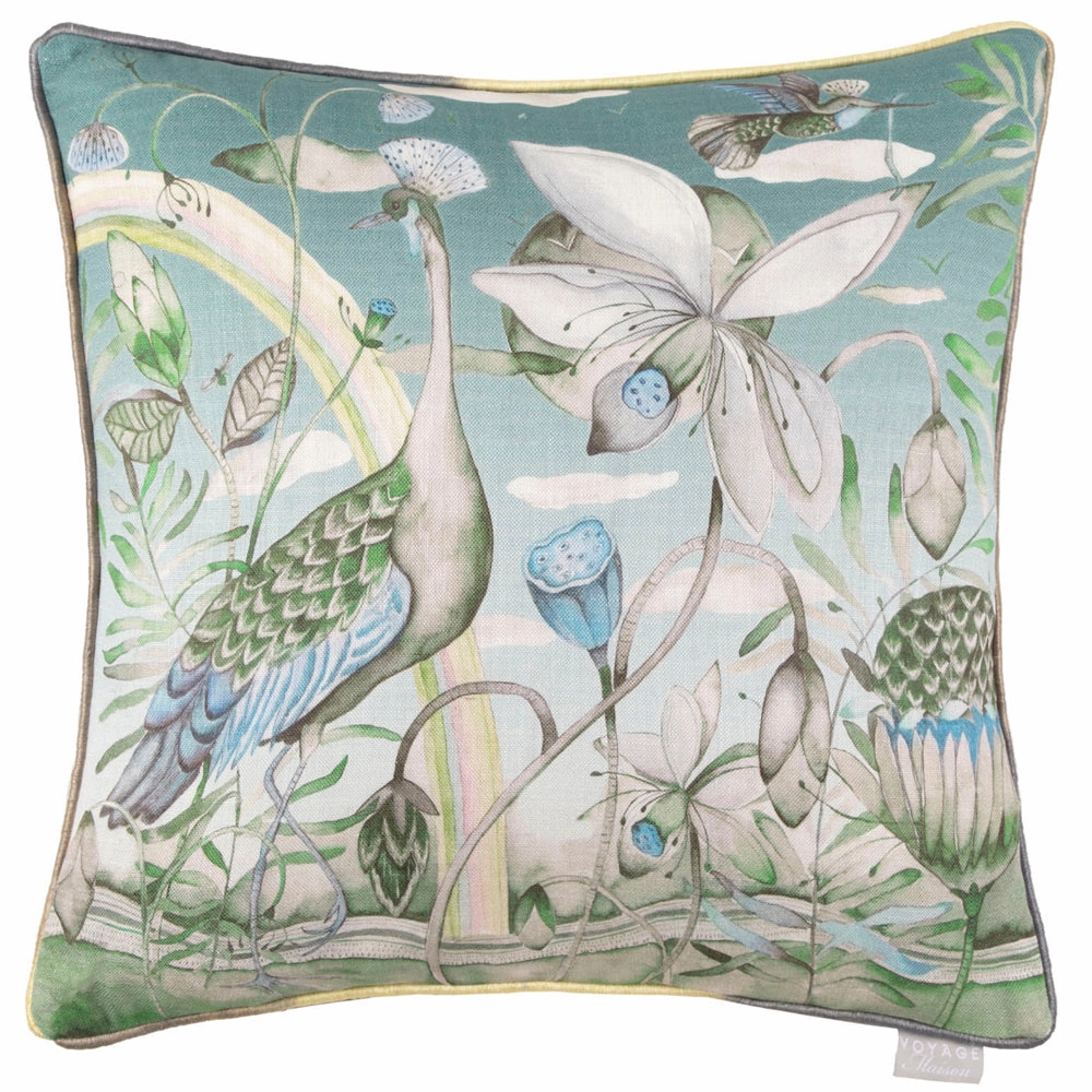 Luan Printed Feather Cushion Emerald