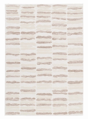 Luiza Ivory and Beige Abstract Striped Rugmodern color block patchwork rug