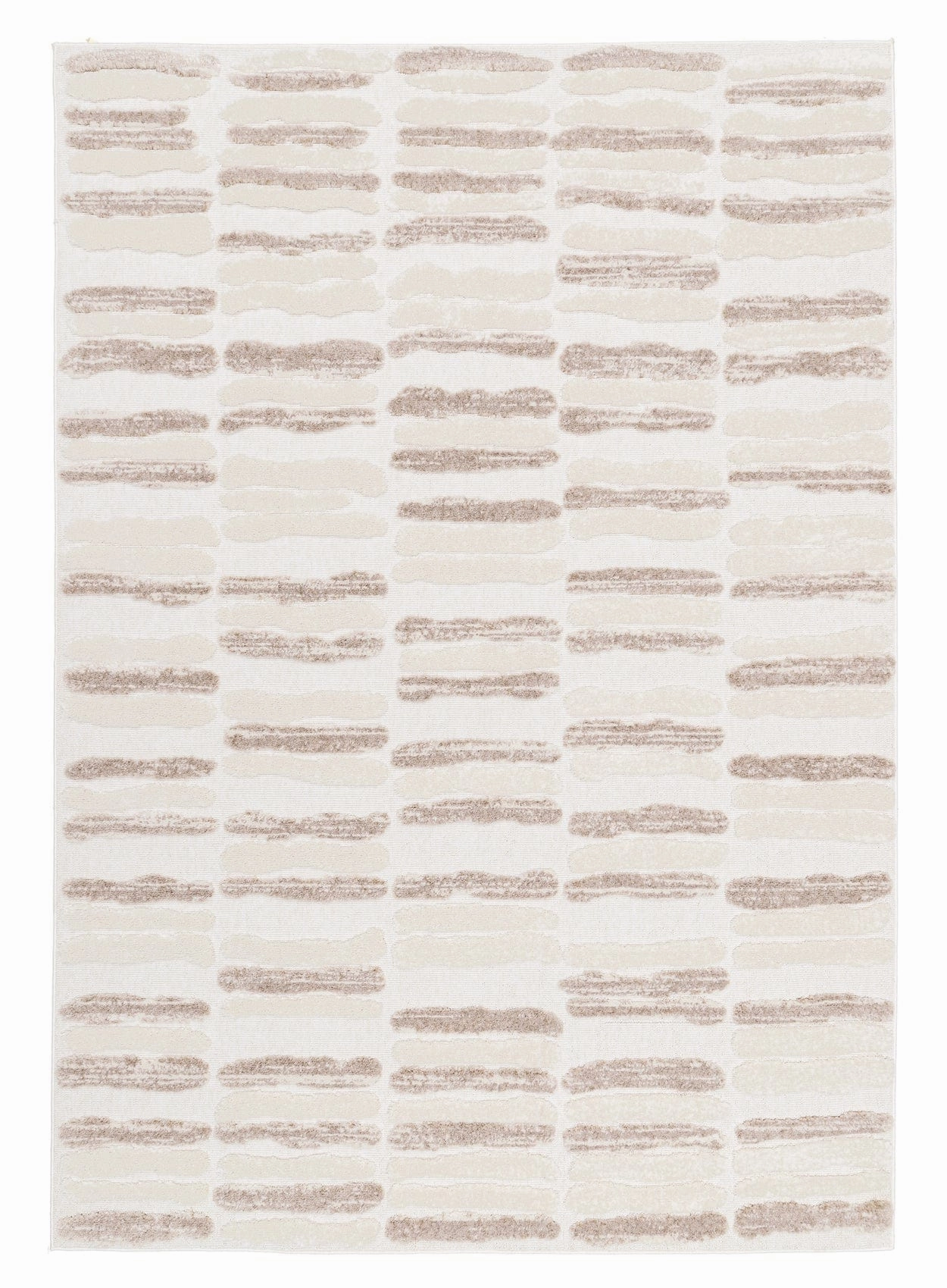 Luiza Ivory and Beige Abstract Striped Rugmodern color block patchwork rug