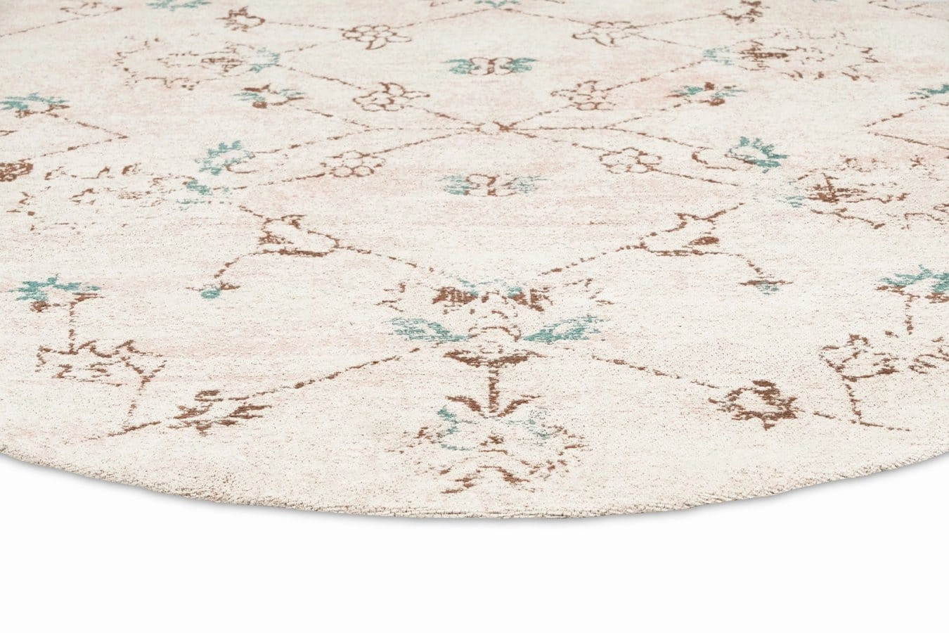 Luna Blue and Pink Floral Round Rug *NO RETURNS UNLESS FAULTY