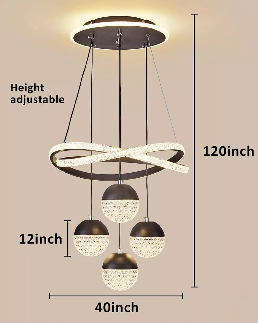 Luxe Crystal Globe Orbit Chandelier