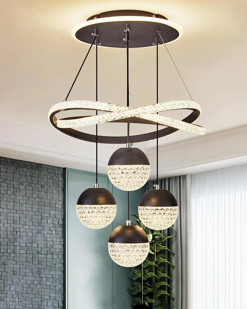 Luxe Crystal Globe Orbit Chandelier