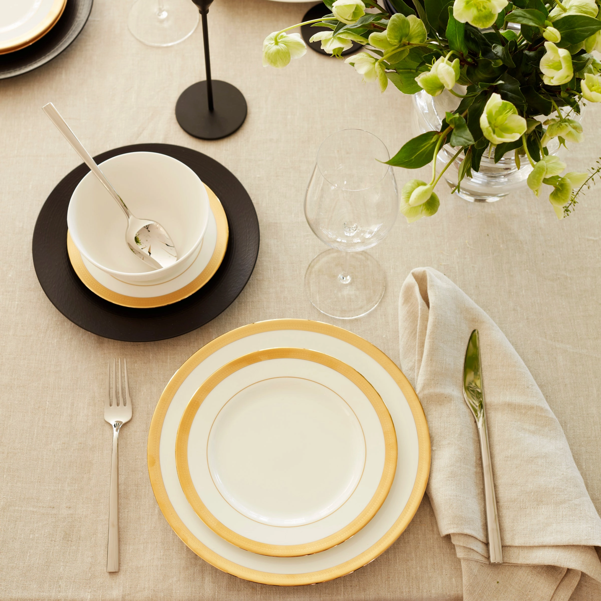 LX Collective Black 12-Piece Dinnerware Set