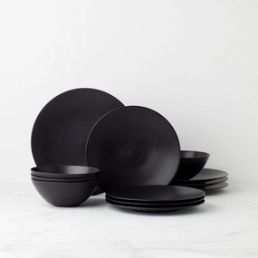 LX Collective Black 12-Piece Dinnerware Setmodern kitchen decor ,kitchen dinner set ,dinnerware 