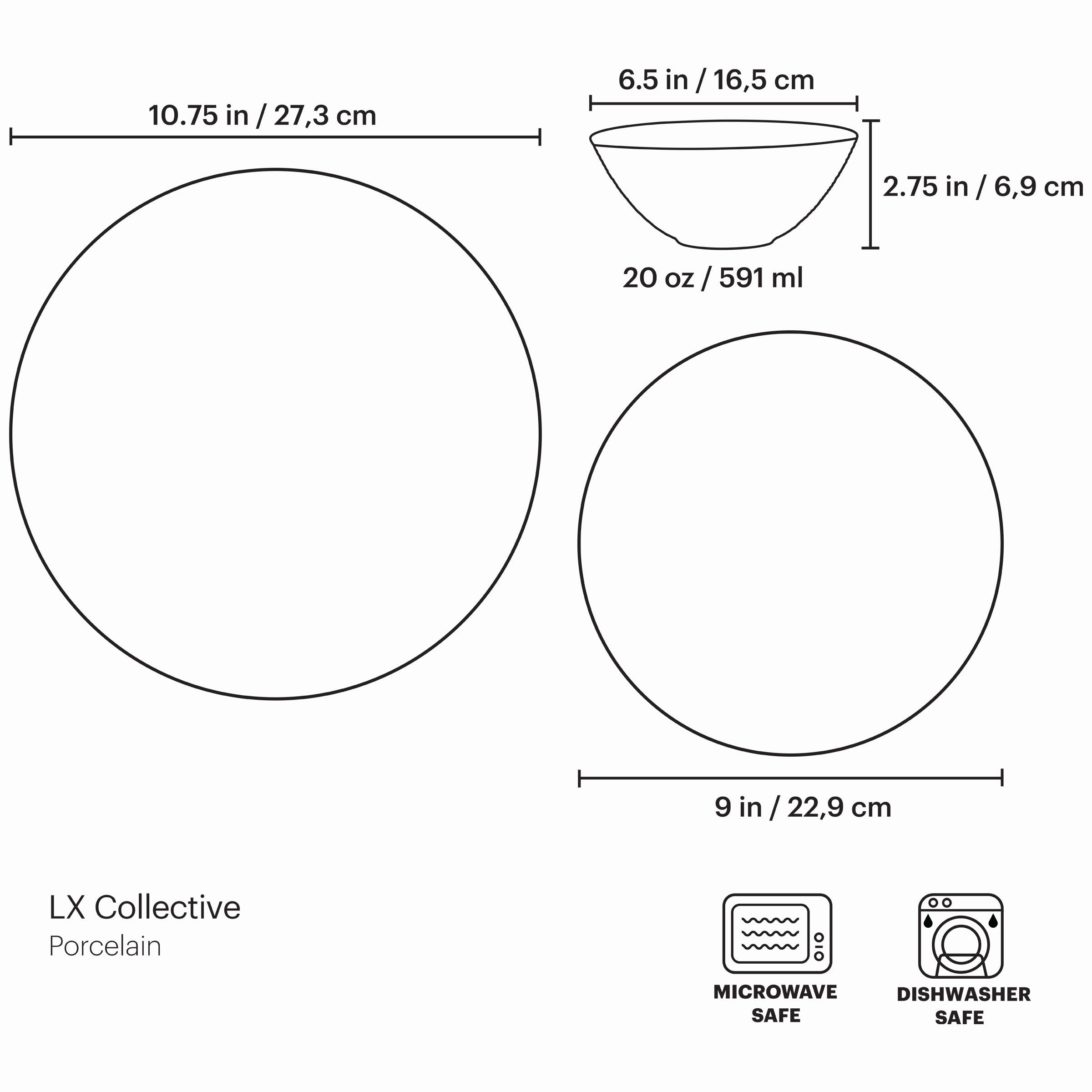 LX Collective White 12-Piece Dinnerware Set