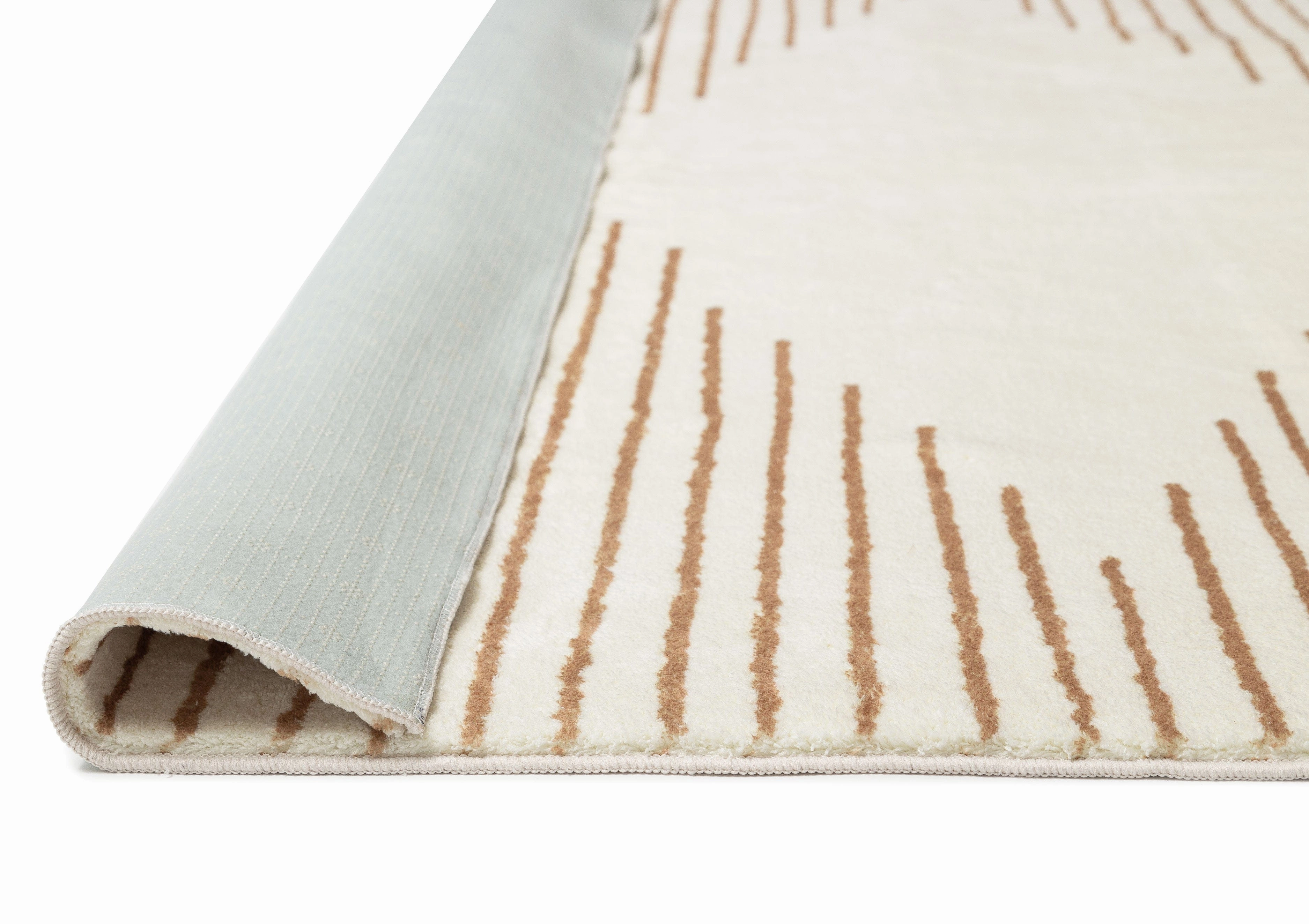 Lyra Ivory and Brown Diamond Stripe Washable Rug