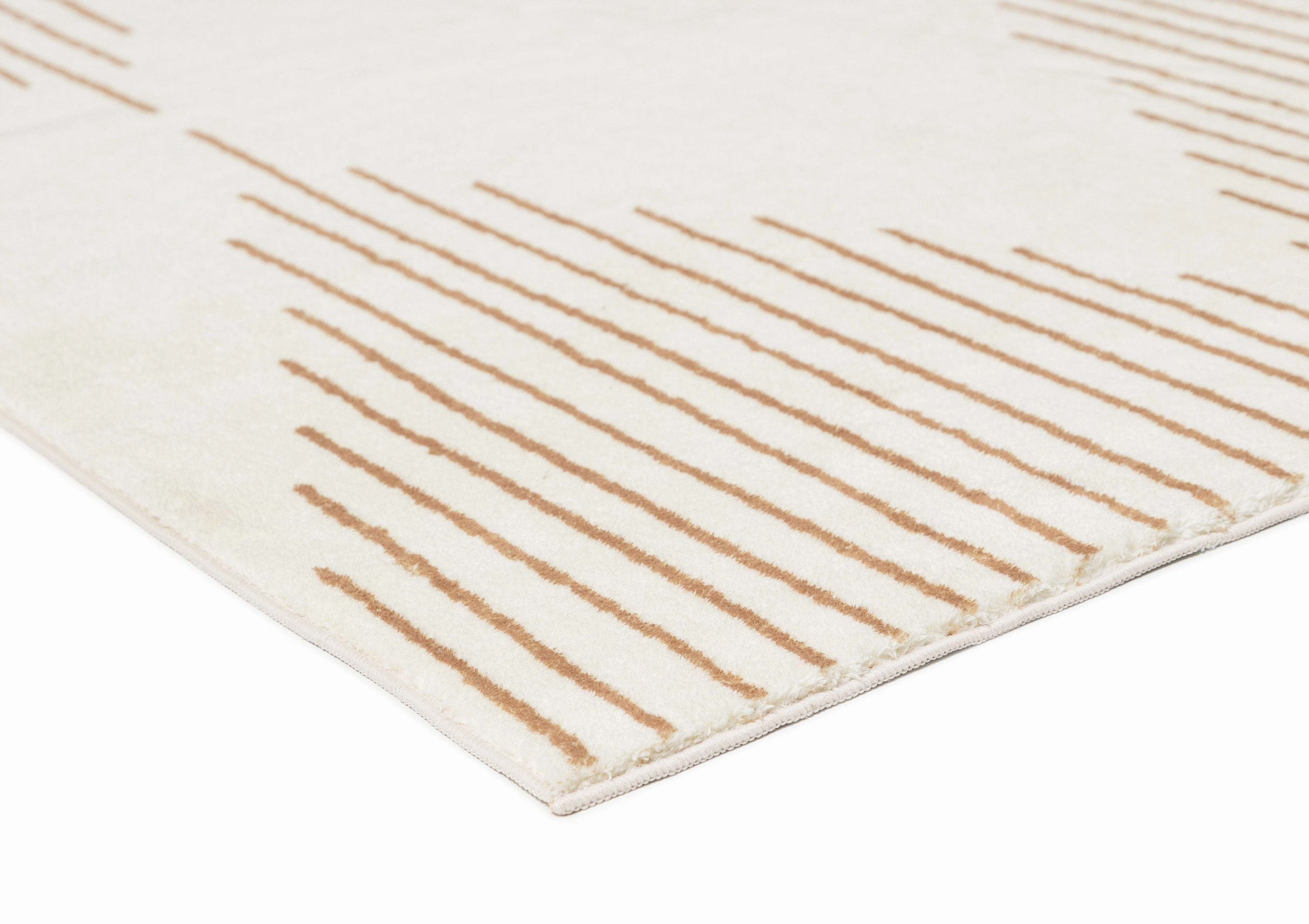 Lyra Ivory and Brown Diamond Stripe Washable Rug