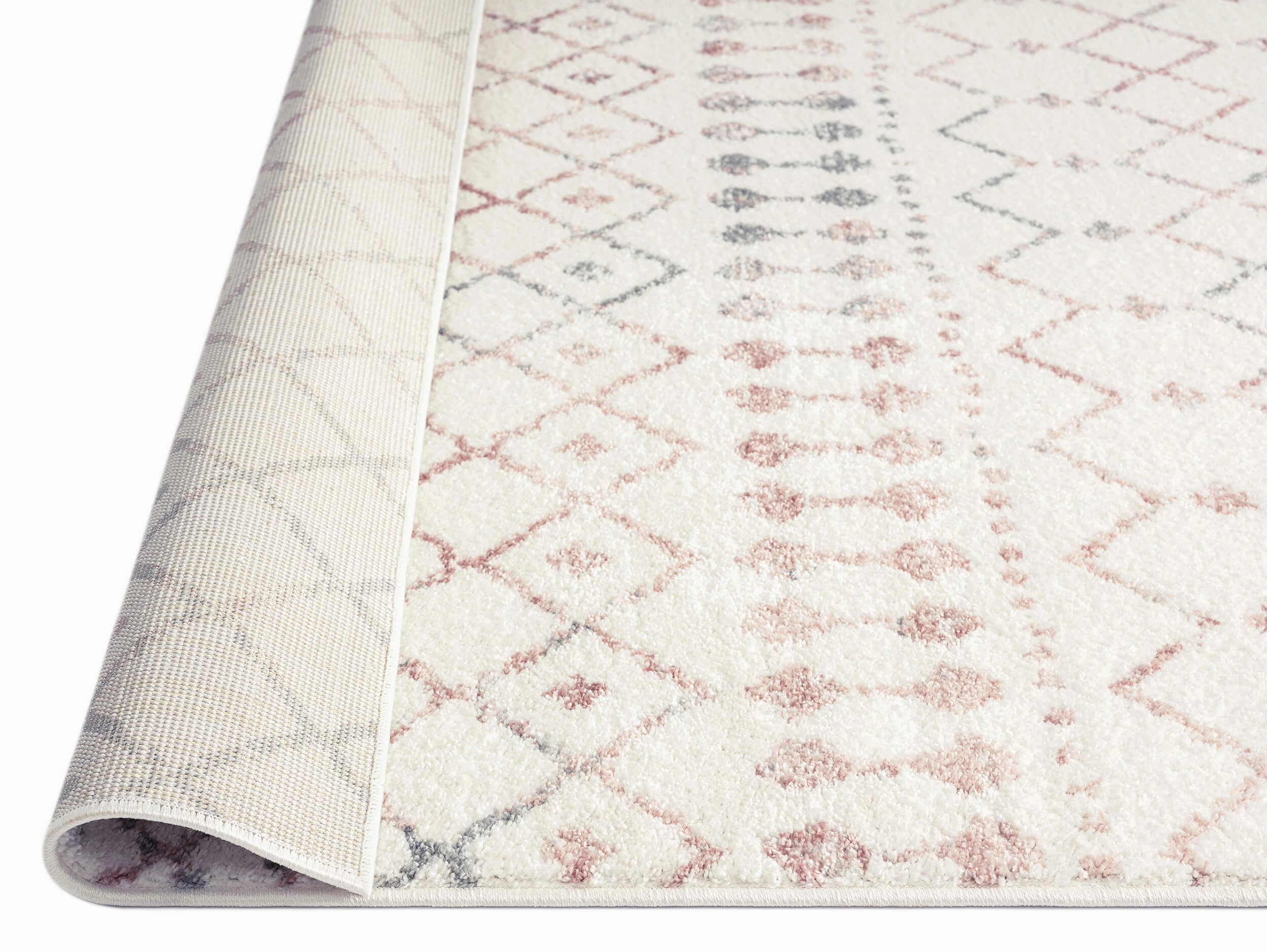 Maggie Pink and Grey Tribal Diamond Rug