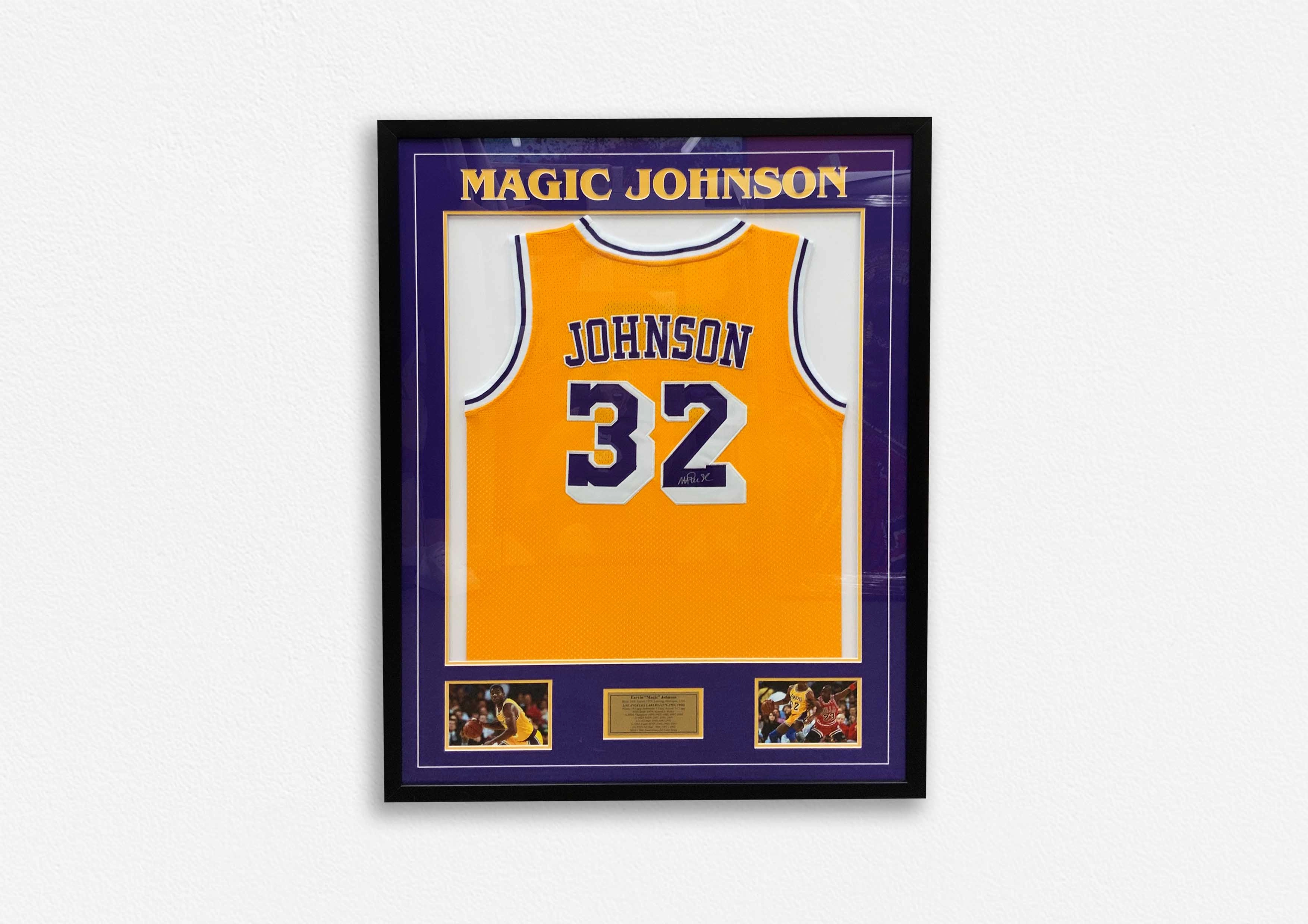 Magic Johnson Hand Signed Jersey - Framedhandmade souvenirs